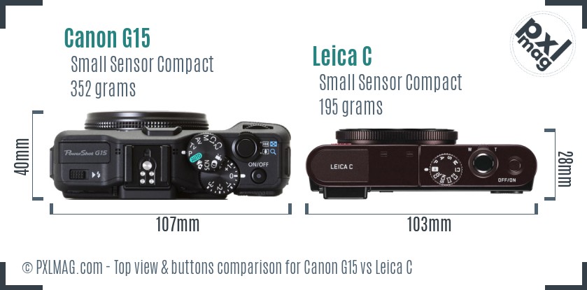 Canon G15 vs Leica C top view buttons comparison