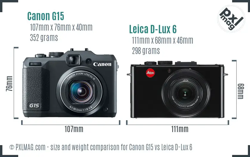 Canon G15 vs Leica D-Lux 6 size comparison