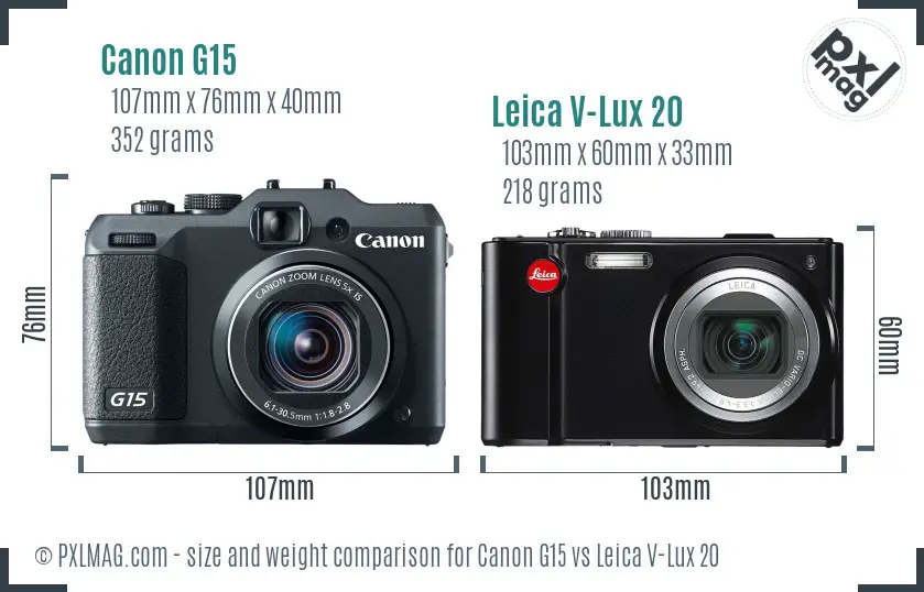 Canon G15 vs Leica V-Lux 20 size comparison