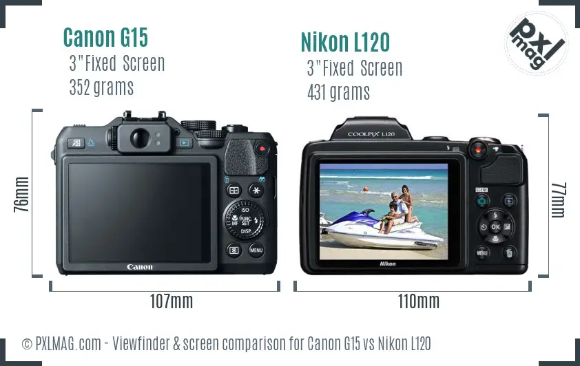 Canon G15 vs Nikon L120 Screen and Viewfinder comparison