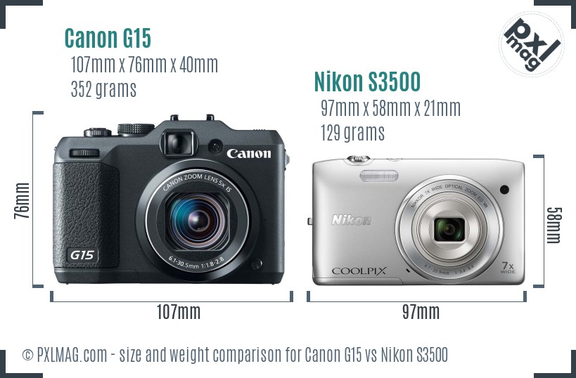 Canon G15 vs Nikon S3500 size comparison