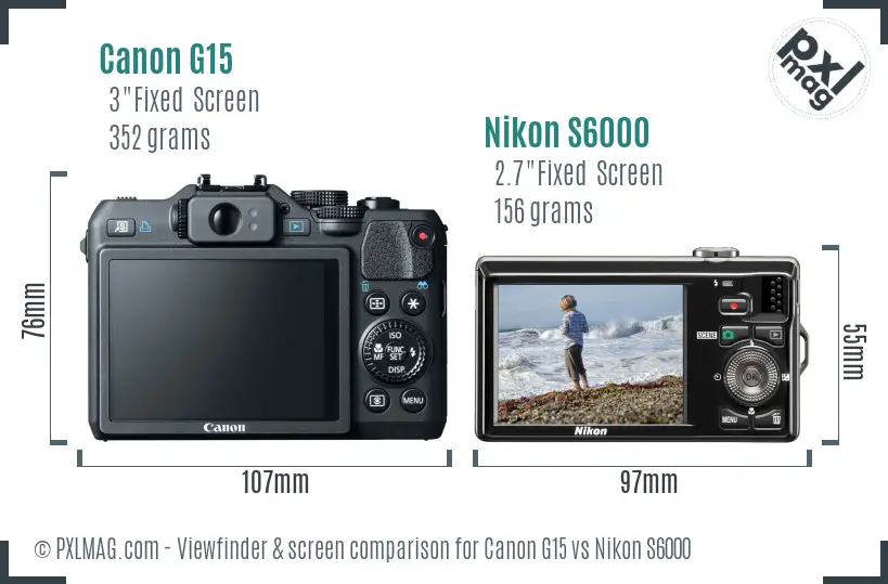 Canon G15 vs Nikon S6000 Screen and Viewfinder comparison Canon G15 vs Nikon S6000 Screen and Viewfinder comparison