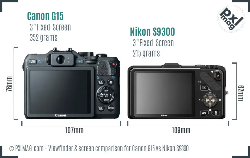 Canon G15 vs Nikon S9300 Screen and Viewfinder comparison Canon G15 vs Nikon S9300 Screen and Viewfinder comparison