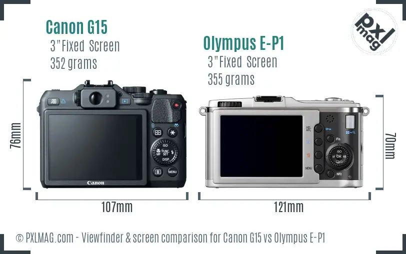 Canon G15 vs Olympus E-P1 Screen and Viewfinder comparison