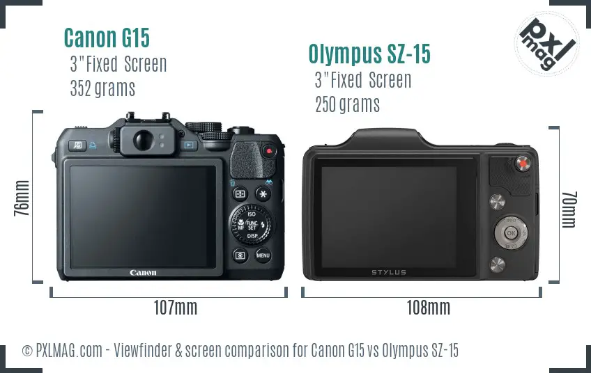Canon G15 vs Olympus SZ-15 Screen and Viewfinder comparison Canon G15 vs Olympus SZ-15 Screen and Viewfinder comparison