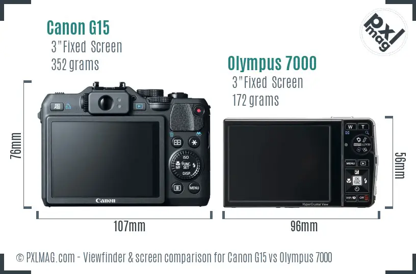 Canon G15 vs Olympus 7000 Screen and Viewfinder comparison Canon G15 vs Olympus 7000 Screen and Viewfinder comparison