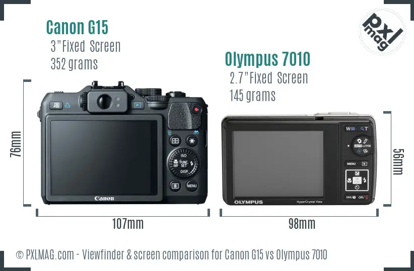 Canon G15 vs Olympus 7010 Screen and Viewfinder comparison Canon G15 vs Olympus 7010 Screen and Viewfinder comparison