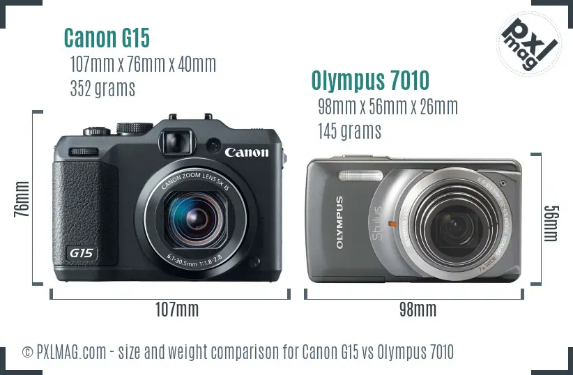 Canon G15 vs Olympus 7010 size comparison Canon G15 vs Olympus 7010 size comparison