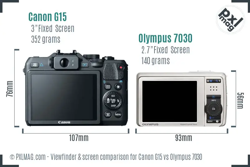 Canon G15 vs Olympus 7030 Screen and Viewfinder comparison Canon G15 vs Olympus 7030 Screen and Viewfinder comparison