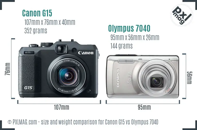 Canon G15 vs Olympus 7040 size comparison