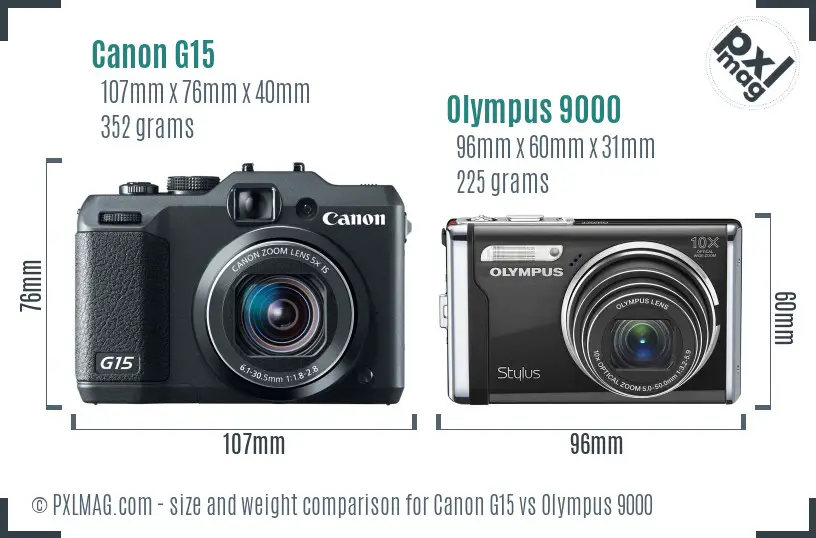 Canon G15 vs Olympus 9000 size comparison Canon G15 vs Olympus 9000 size comparison