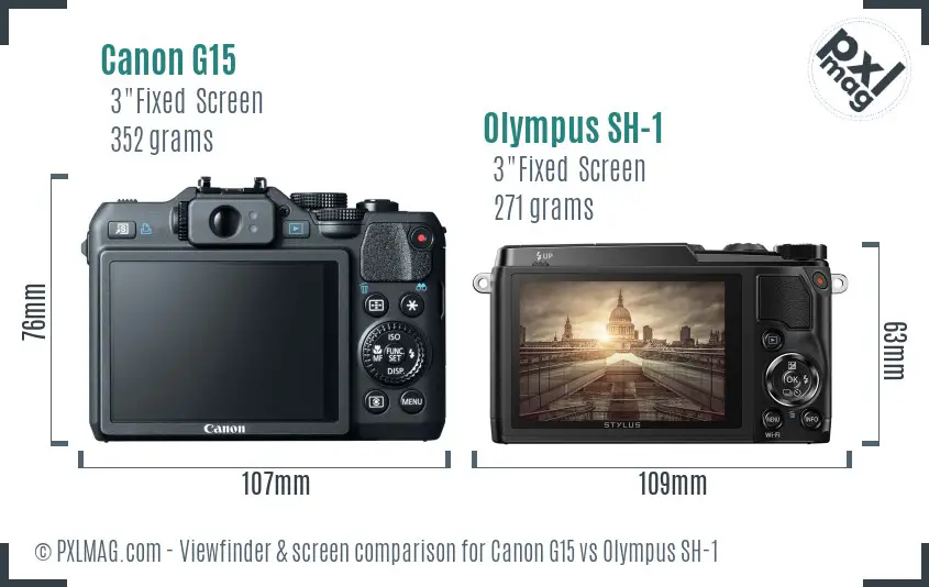 Canon G15 vs Olympus SH-1 Screen and Viewfinder comparison