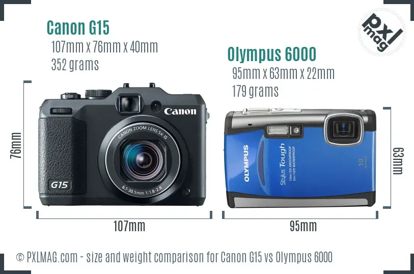 Canon G15 vs Olympus 6000 size comparison