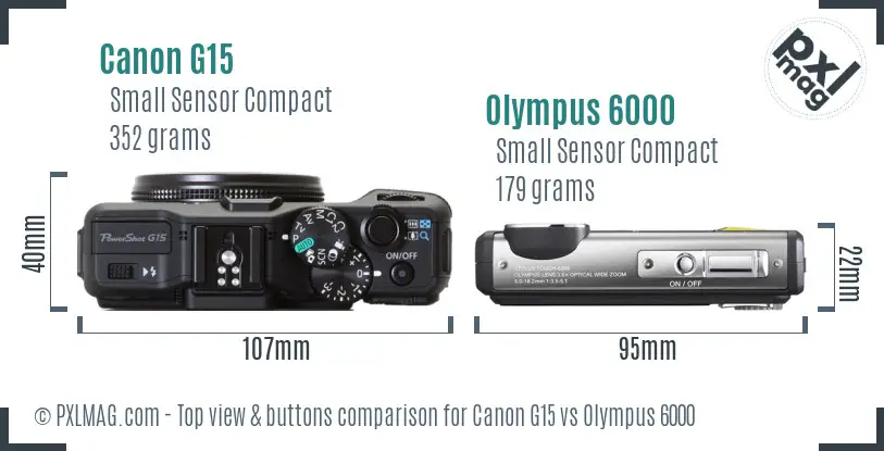 Canon G15 vs Olympus 6000 top view buttons comparison