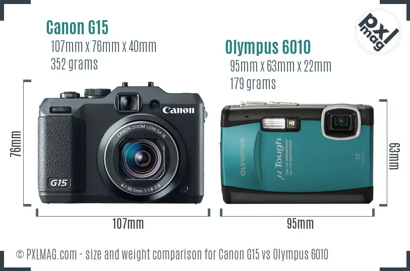 Canon G15 vs Olympus 6010 size comparison
