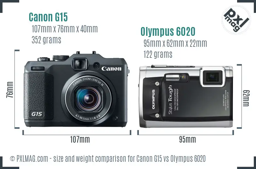 Canon G15 vs Olympus 6020 size comparison Canon G15 vs Olympus 6020 size comparison