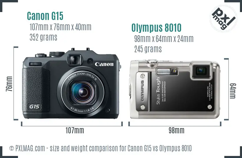 Canon G15 vs Olympus 8010 size comparison