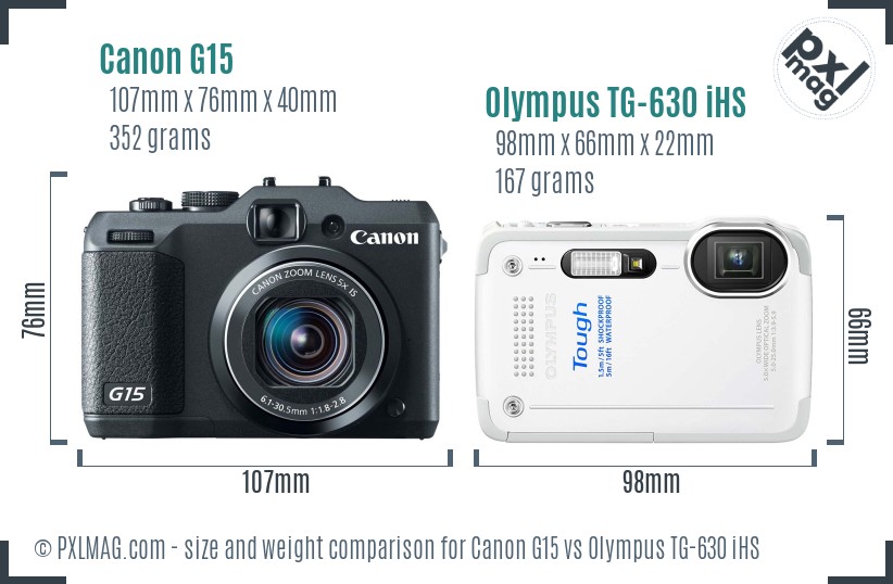 Canon G15 vs Olympus TG-630 iHS size comparison Canon G15 vs Olympus TG-630 iHS size comparison