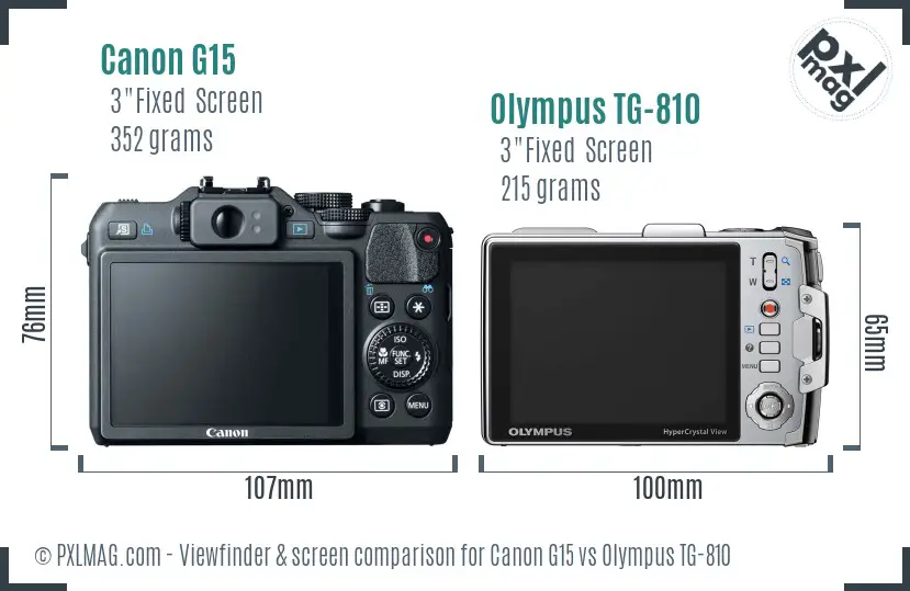 Canon G15 vs Olympus TG-810 Screen and Viewfinder comparison Canon G15 vs Olympus TG-810 Screen and Viewfinder comparison