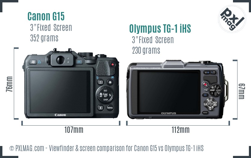 Canon G15 vs Olympus TG-1 iHS Screen and Viewfinder comparison