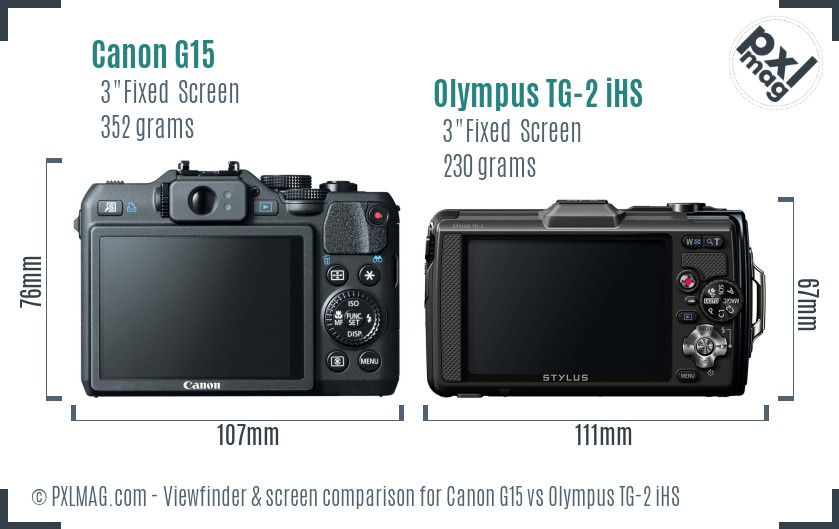 Canon G15 vs Olympus TG-2 iHS Screen and Viewfinder comparison