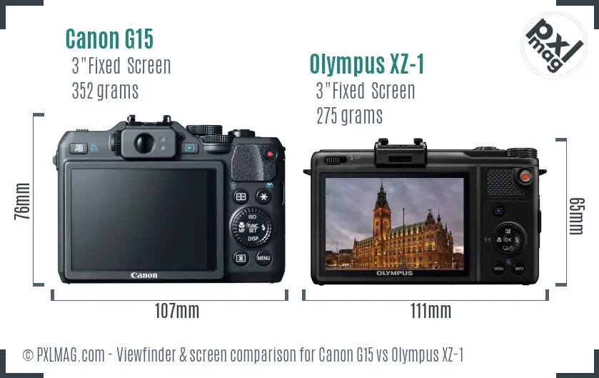 Canon G15 vs Olympus XZ-1 Screen and Viewfinder comparison Canon G15 vs Olympus XZ-1 Screen and Viewfinder comparison