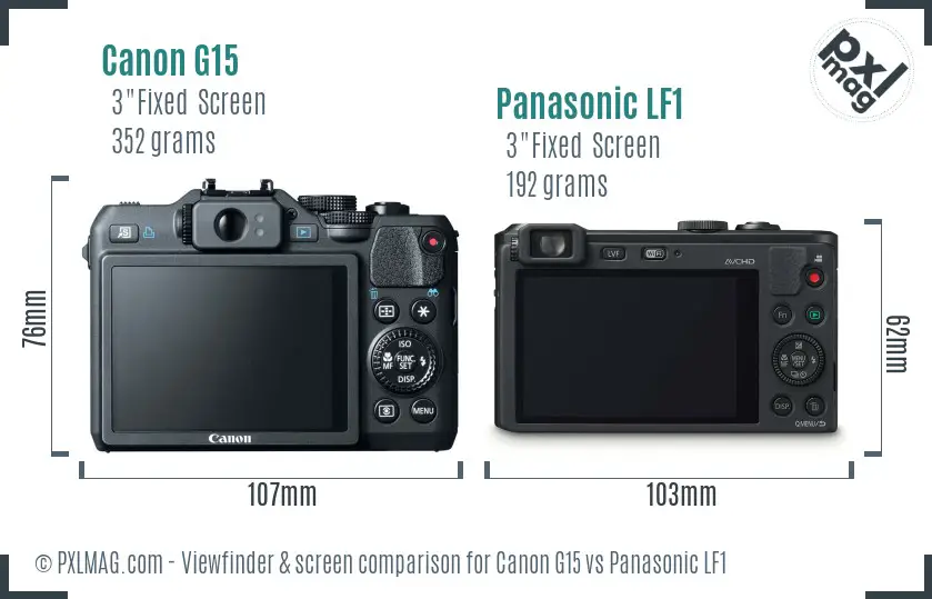 Canon G15 vs Panasonic LF1 Screen and Viewfinder comparison