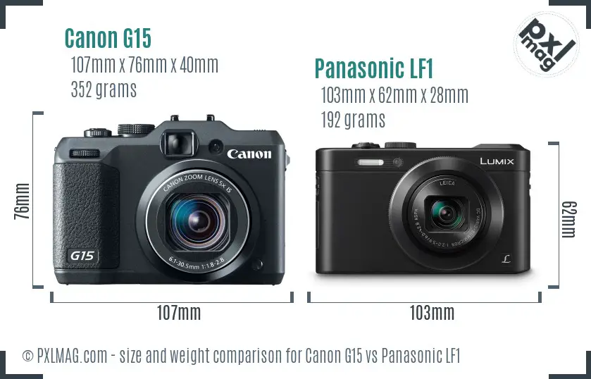 Canon G15 vs Panasonic LF1 size comparison