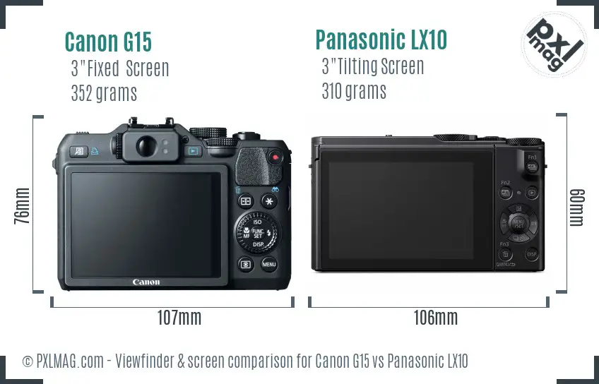 Canon G15 vs Panasonic LX10 Screen and Viewfinder comparison Canon G15 vs Panasonic LX10 Screen and Viewfinder comparison