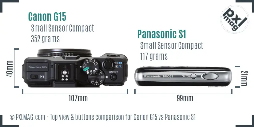 Canon G15 vs Panasonic S1 top view buttons comparison