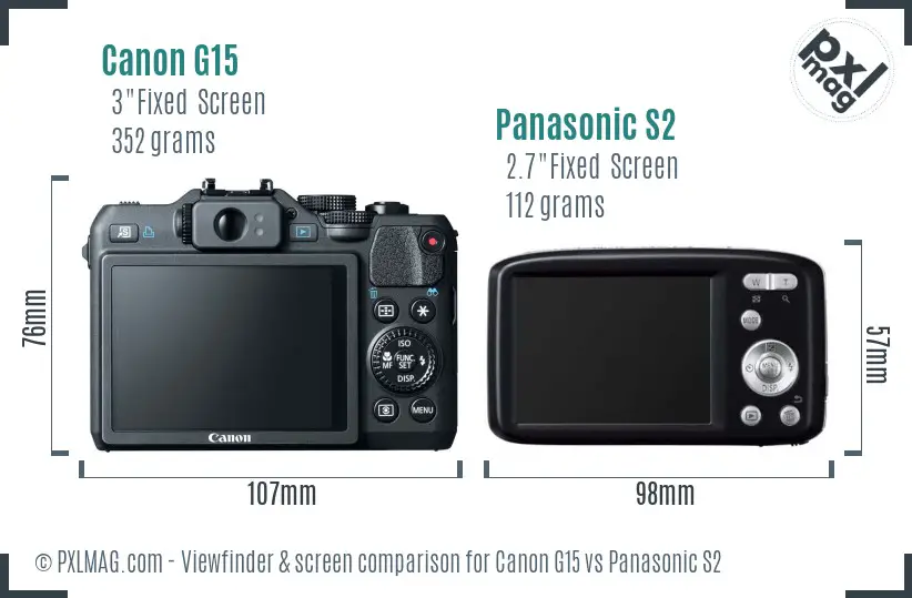 Canon G15 vs Panasonic S2 Screen and Viewfinder comparison Canon G15 vs Panasonic S2 Screen and Viewfinder comparison