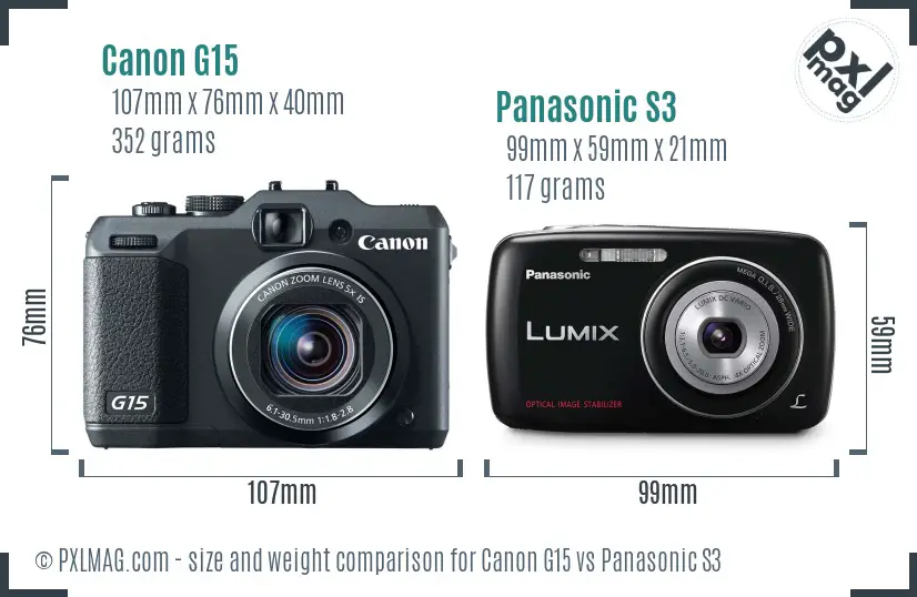 Canon G15 vs Panasonic S3 size comparison