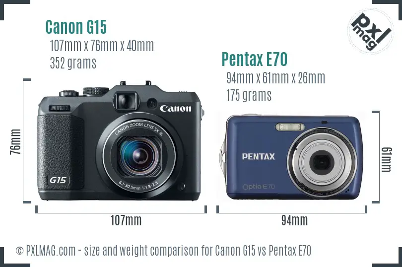 Canon G15 vs Pentax E70 size comparison Canon G15 vs Pentax E70 size comparison