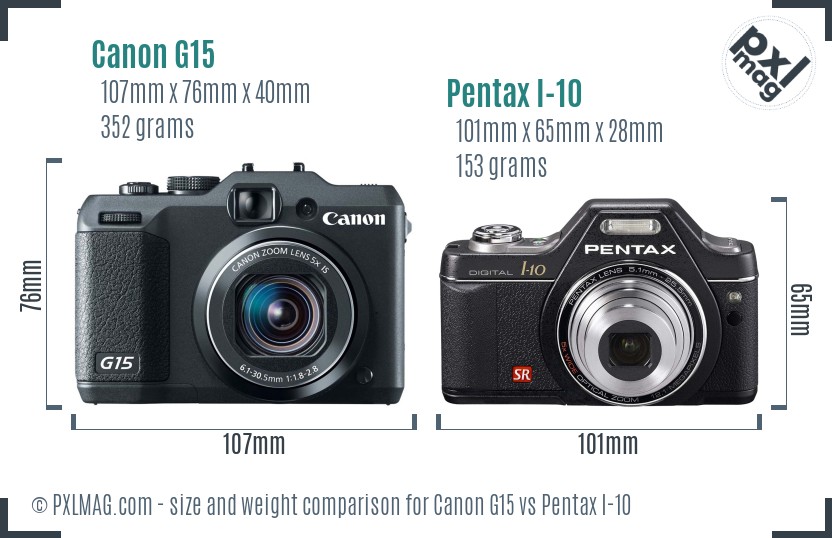 Canon G15 vs Pentax I-10 size comparison Canon G15 vs Pentax I-10 size comparison