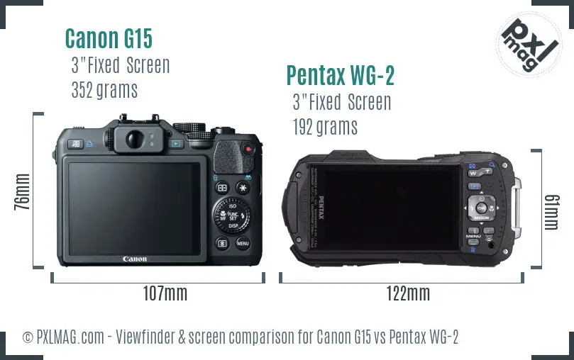 Canon G15 vs Pentax WG-2 Screen and Viewfinder comparison