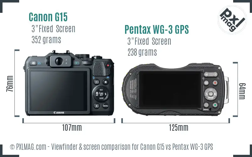 Canon G15 vs Pentax WG-3 GPS Screen and Viewfinder comparison Canon G15 vs Pentax WG-3 GPS Screen and Viewfinder comparison
