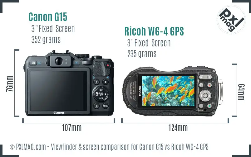 Canon G15 vs Ricoh WG-4 GPS Screen and Viewfinder comparison Canon G15 vs Ricoh WG-4 GPS Screen and Viewfinder comparison