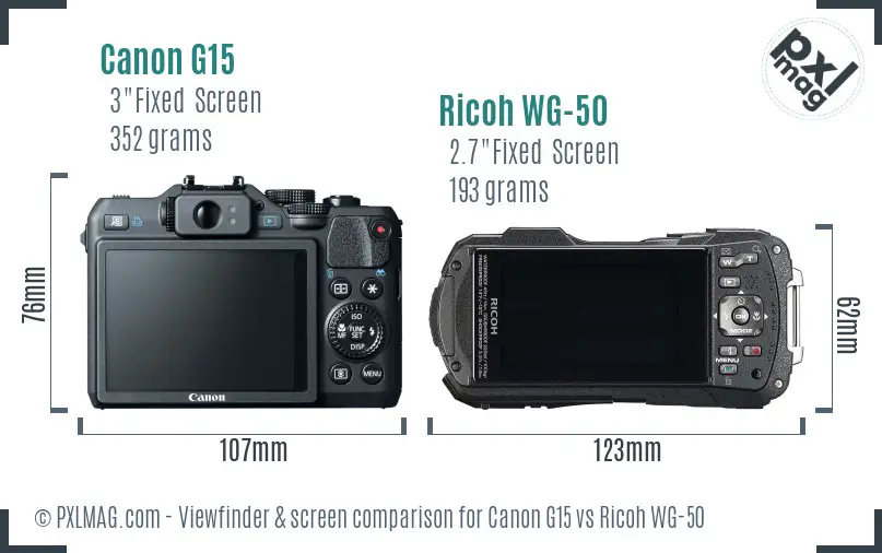 Canon G15 vs Ricoh WG-50 Screen and Viewfinder comparison Canon G15 vs Ricoh WG-50 Screen and Viewfinder comparison