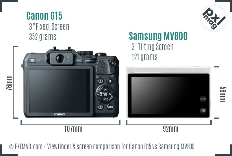 Canon G15 vs Samsung MV800 Screen and Viewfinder comparison Canon G15 vs Samsung MV800 Screen and Viewfinder comparison