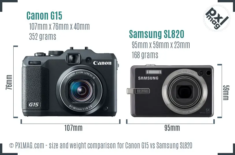 Canon G15 vs Samsung SL820 size comparison