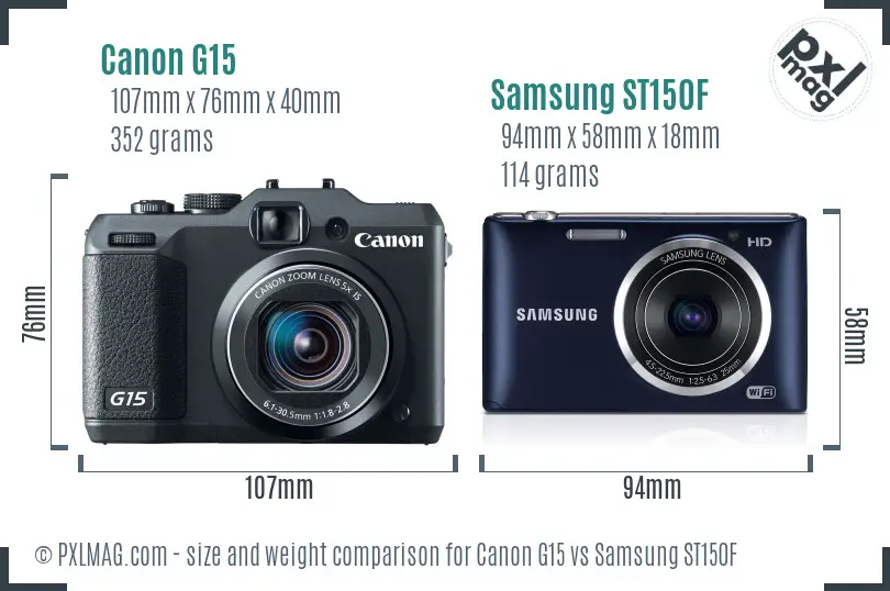 Canon G15 vs Samsung ST150F size comparison