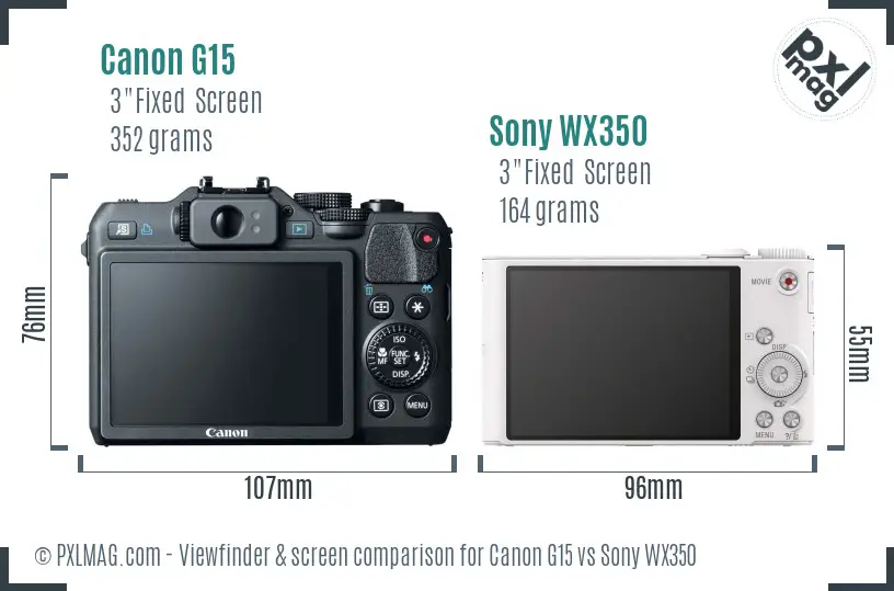 Canon G15 vs Sony WX350 Screen and Viewfinder comparison Canon G15 vs Sony WX350 Screen and Viewfinder comparison
