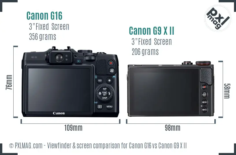 Canon G16 vs Canon G9 X II Screen and Viewfinder comparison Canon G16 vs Canon G9 X II Screen and Viewfinder comparison
