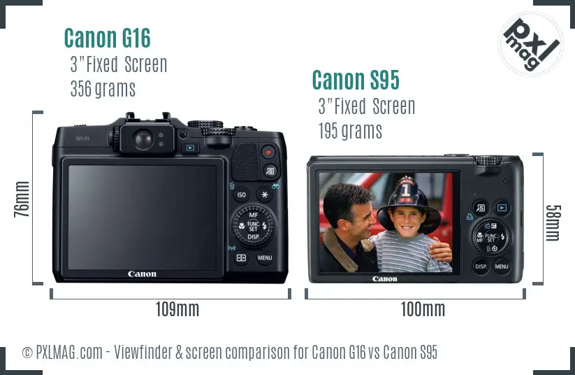 Canon G16 vs Canon S95 Screen and Viewfinder comparison