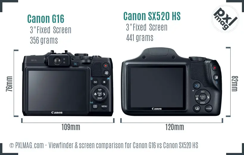 Canon G16 vs Canon SX520 HS Screen and Viewfinder comparison Canon G16 vs Canon SX520 HS Screen and Viewfinder comparison