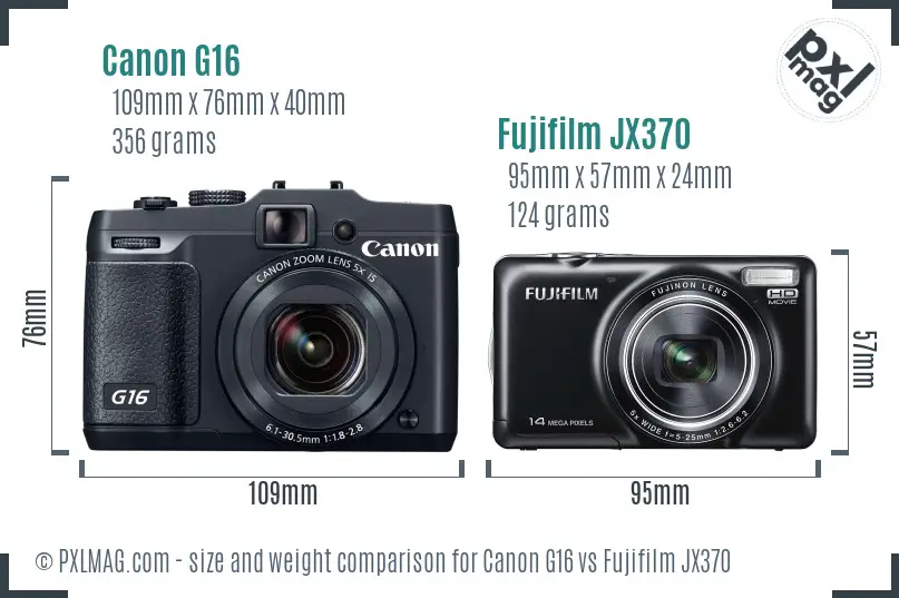 Canon G16 vs Fujifilm JX370 size comparison