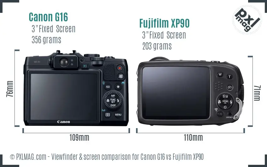 Canon G16 vs Fujifilm XP90 Screen and Viewfinder comparison Canon G16 vs Fujifilm XP90 Screen and Viewfinder comparison