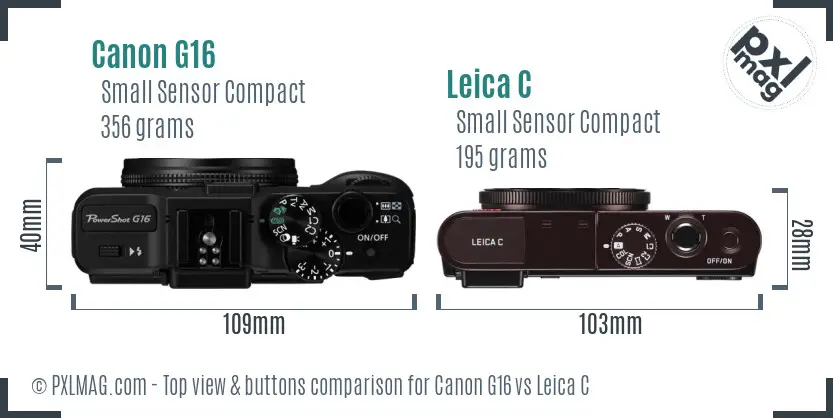 Canon G16 vs Leica C top view buttons comparison