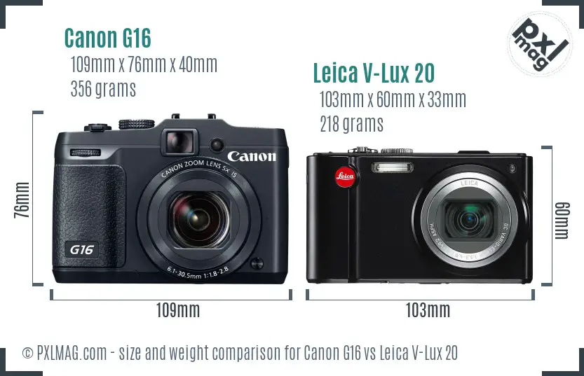 Canon G16 vs Leica V-Lux 20 size comparison