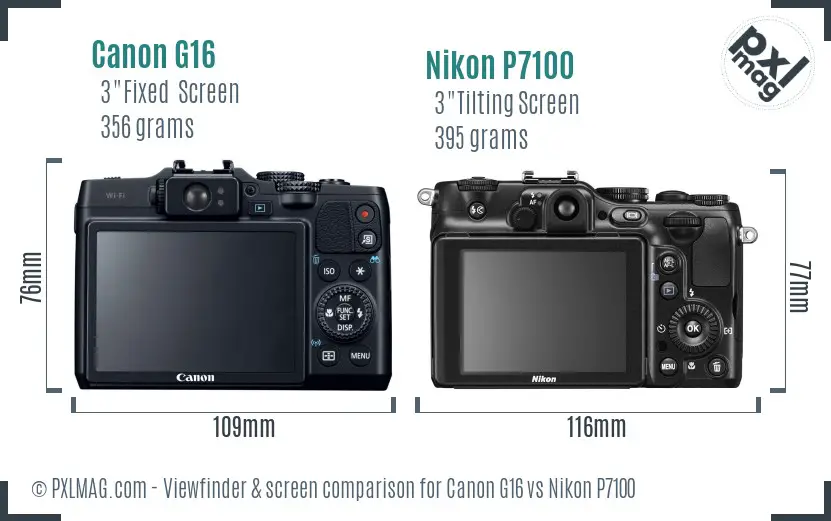 Canon G16 vs Nikon P7100 Screen and Viewfinder comparison